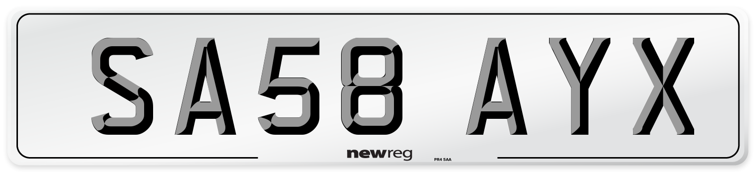 SA58 AYX Number Plate from New Reg